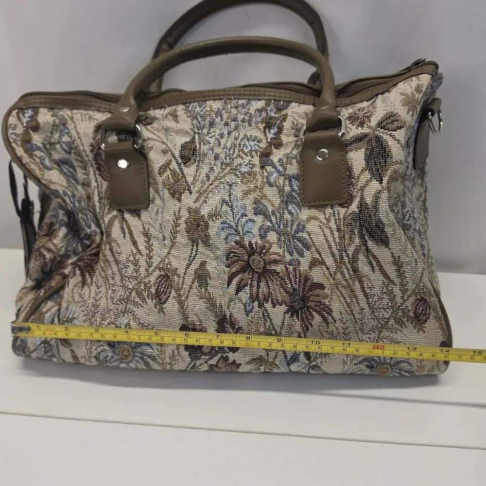 Vintage 90s Jordache Floral Tapestry Zip Shoulder Strap Duffel Travel Bag 14